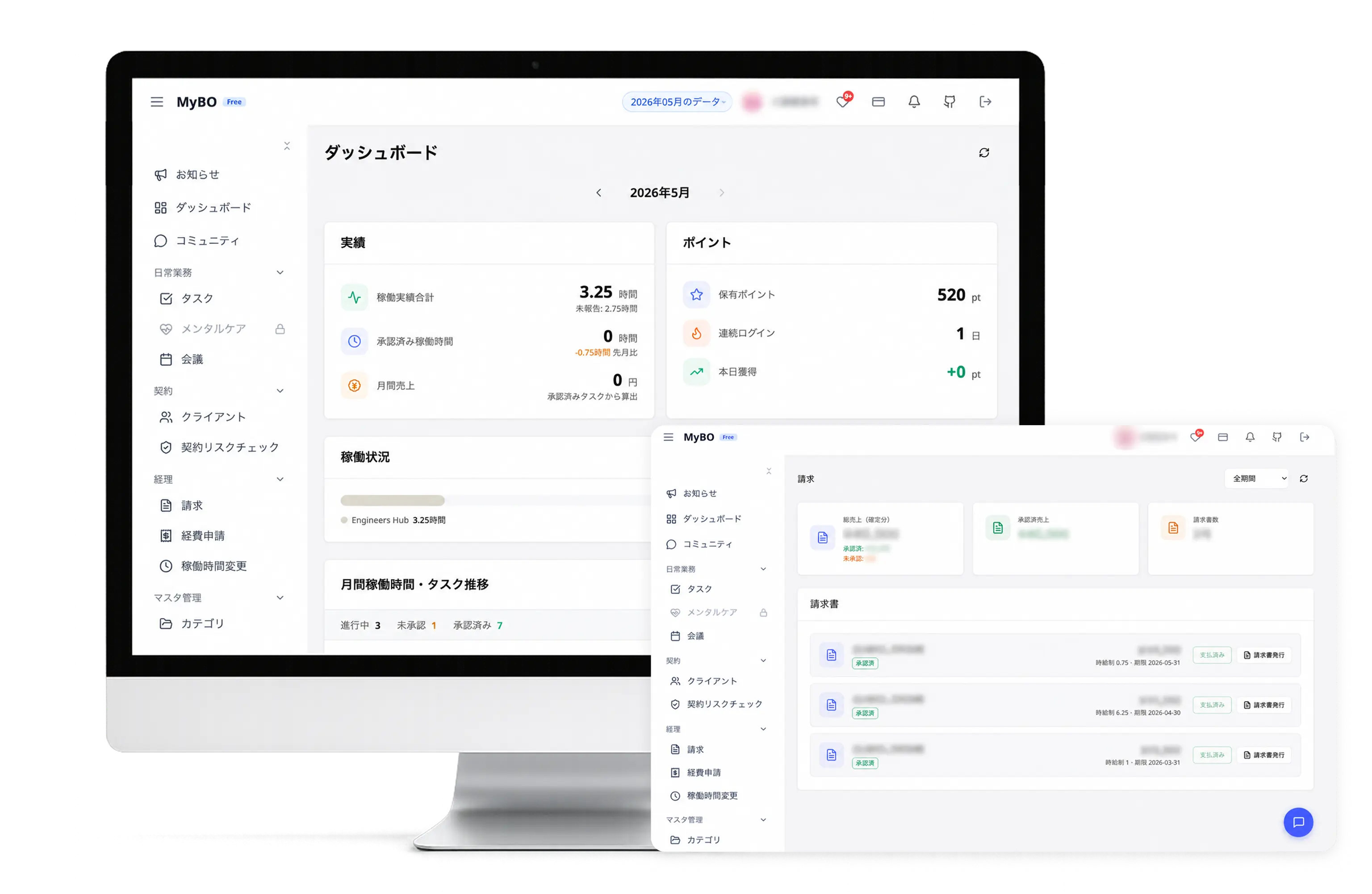 MyBOのサービス画面イメージ